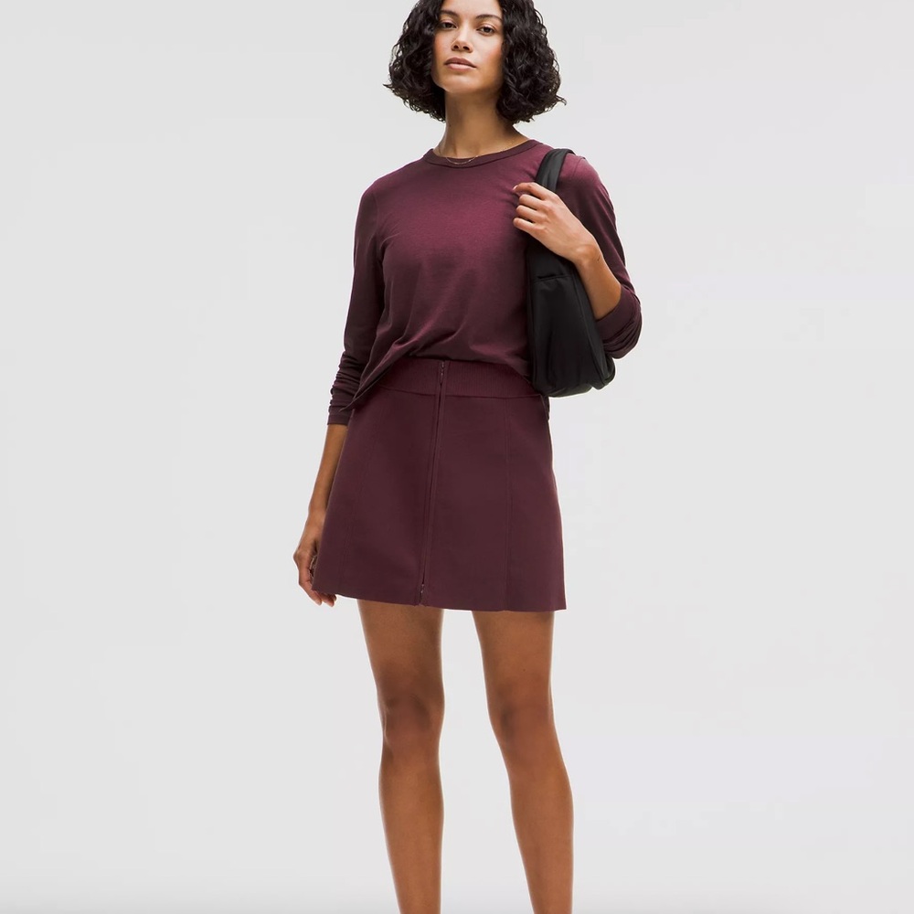 Lululemon Ribbed-Knit Mini Skirt in Garnet, Size S